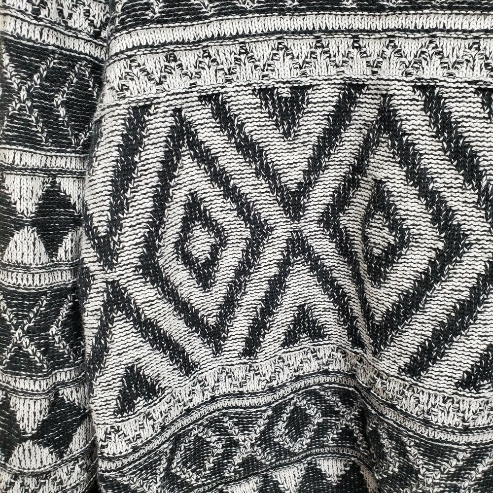 Lucky Brand Gray Black Geometric Long sleeve knit XOXO sweater XL pullover cotto - Picture 5 of 8